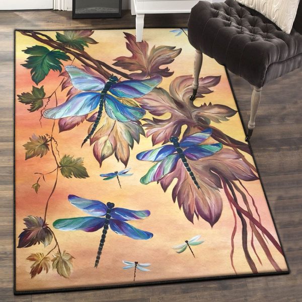 Dragonfly Non Shedding Dragonfly Rug Rectangle Rugs Washable Area Rug Non-Slip Carpet For Living Room Bedroom - Image 3