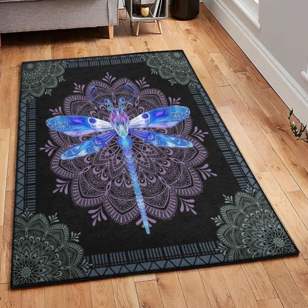 Dragonfly Non Shedding Dragonfly Rug Rectangle Rugs Washable Area Rug Non-Slip Carpet For Living Room Bedroom - Image 4