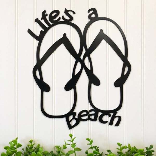 Life's A Beach Decor Wall Art Cut Metal Sign Laser Cut Metal Signs Cus