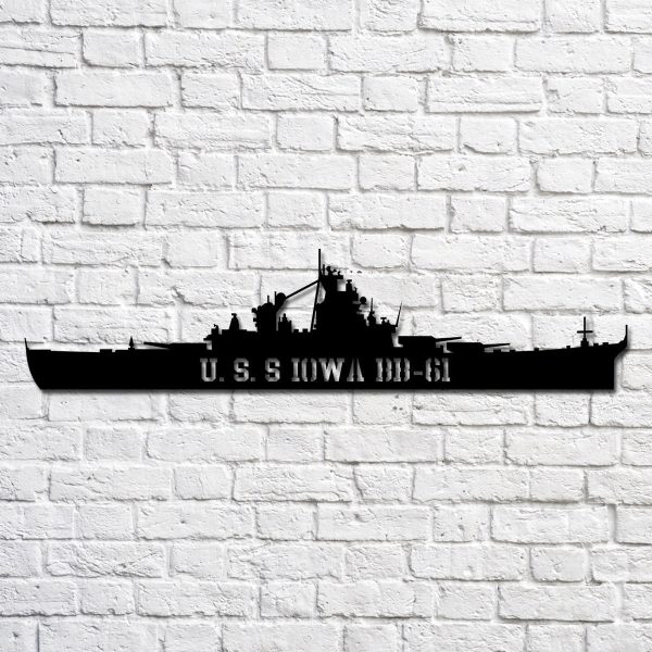 U.s.s Iowa Bb61 Navy Ship Metal Art, Gift For Navy Veteran, Navy Ships