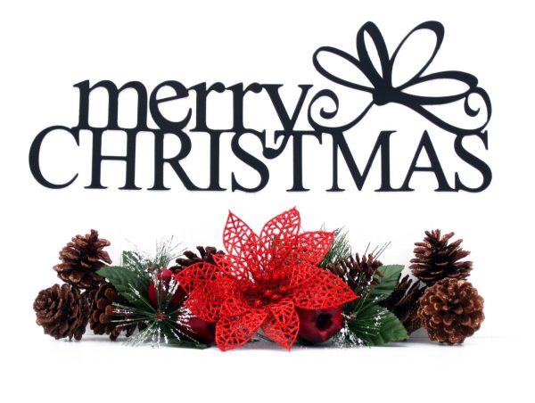 Merry Christmas Metal Sign With Bow Black Xmas Decor Christmas Decor H