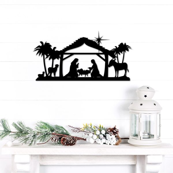 Nativity Scene Christmas Sign Holiday Decor Religious Christmas Gift M