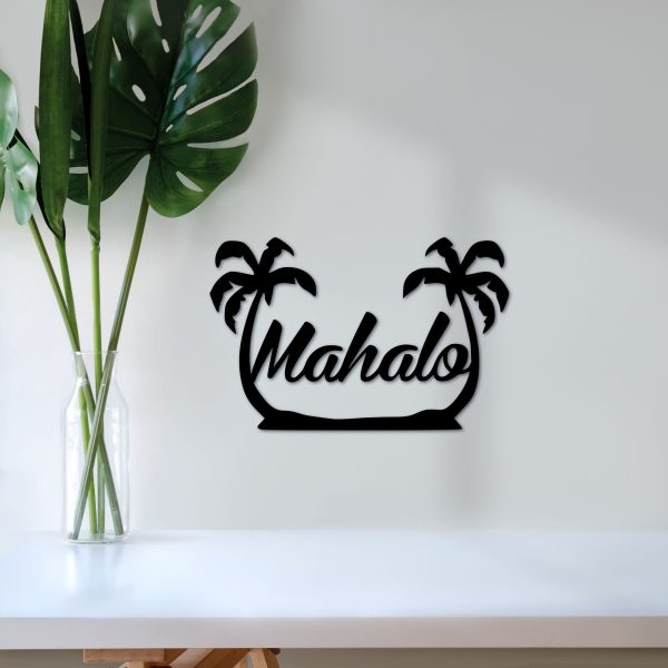 Metal Mahalo Sign Hawaiian Front Door Hanger Hawaii Entryway Decor Haw