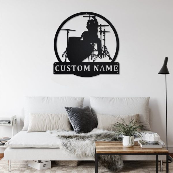 Personalized Monogram Drummer Male Metal Sign Art Custom Drummer Male