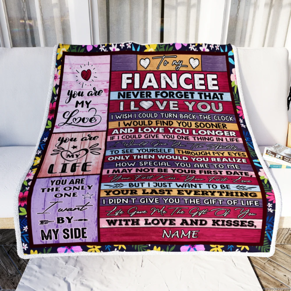 Personalized To My Fiancee Blanket From Fiance Name Wood Never Forget - Image 4