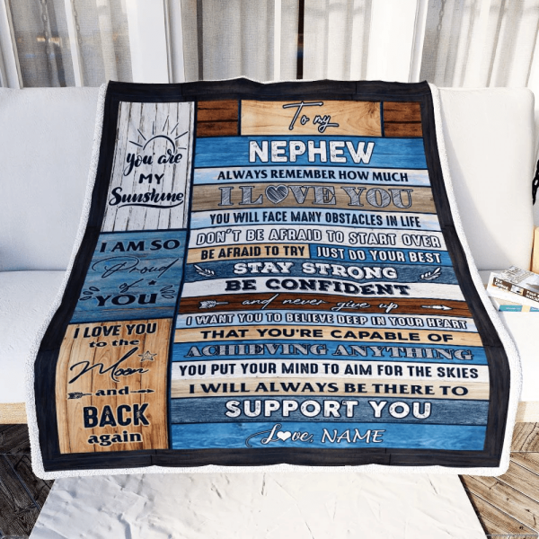 Personalized To My Nephew Blanket From Aunt Auntie Uncle Wood How Much - Image 3