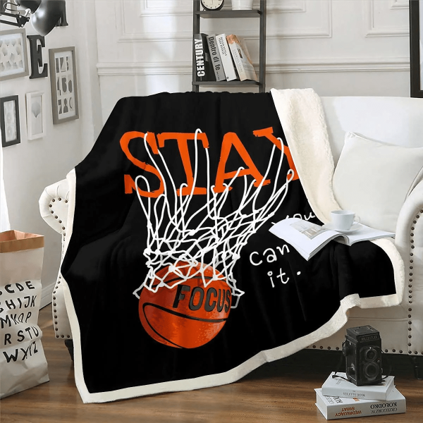 Basketball Throw BlanketSports Games Sherpa Blanket For Kids Boys Teen