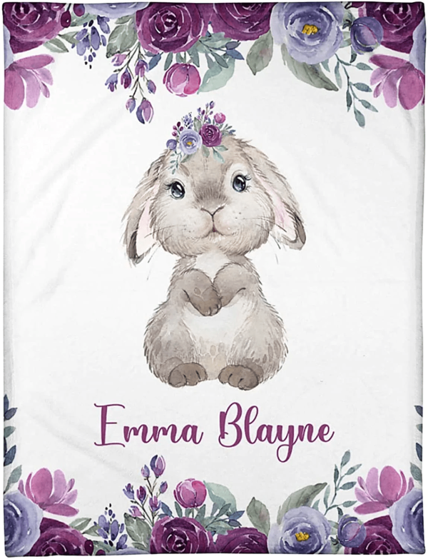 Personalized Baby Girl Blanket, Name Baby Blanket, Floral Baby Blanket - Image 4