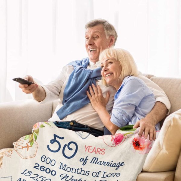 Gifts For 50Th Anniversary Blanket 50Th Golden Wedding Anniversary Cou - Image 3