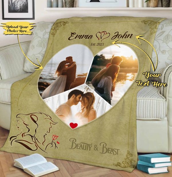 Customized Beauty And Beast Blanket For Valentine's Day Anniversary Bi - Image 2