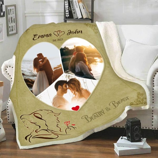 Customized Beauty And Beast Blanket For Valentine's Day Anniversary Bi - Image 5