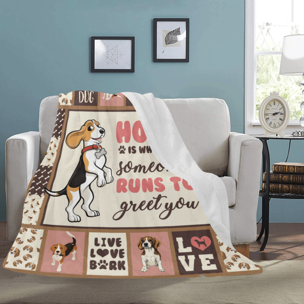 Home Is Where Someone Runs To Greet You Beagle Dog Fleece Blanket - Image 3