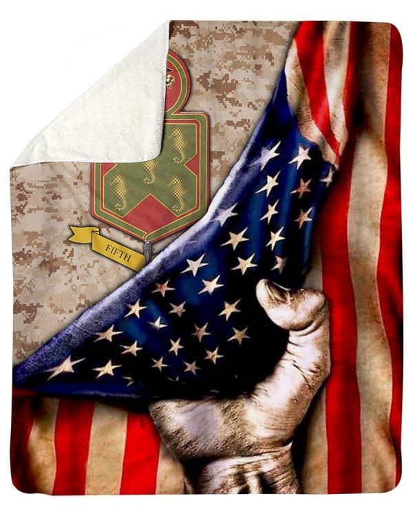 5th Marine Regiment American Flag Fleece Blanket