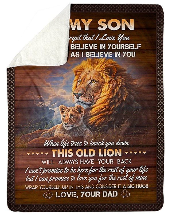 This Old Lion Will Always Have Your Back Fleece Blanket To Son Sherpa