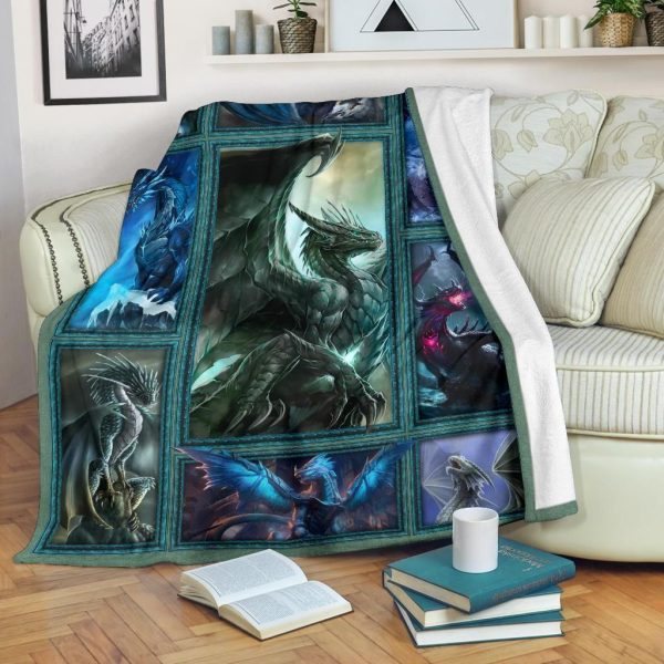 Graphic Dragon Fleece Blanket Gift Idea For Dragon Lovers