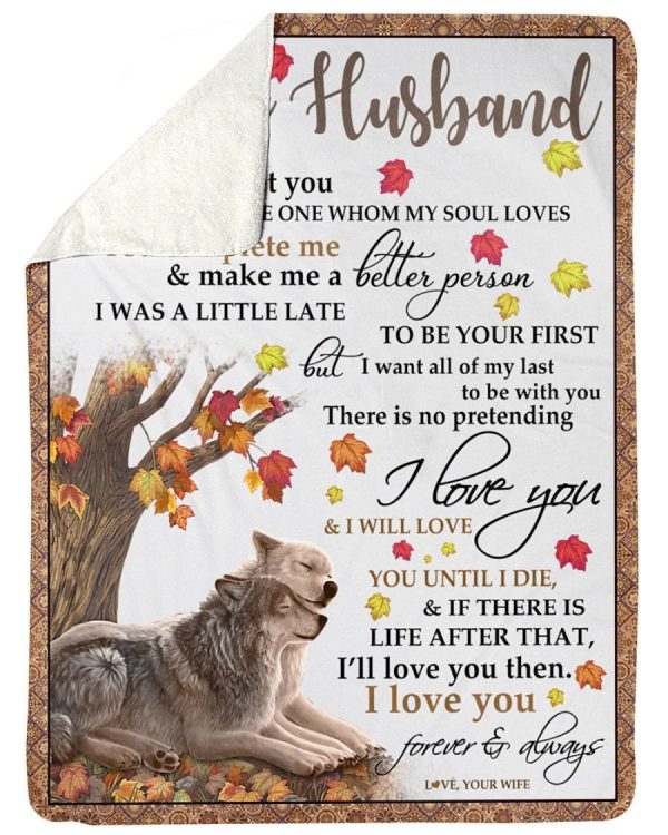 Wolf To My Husband Gift Fleece Blanket