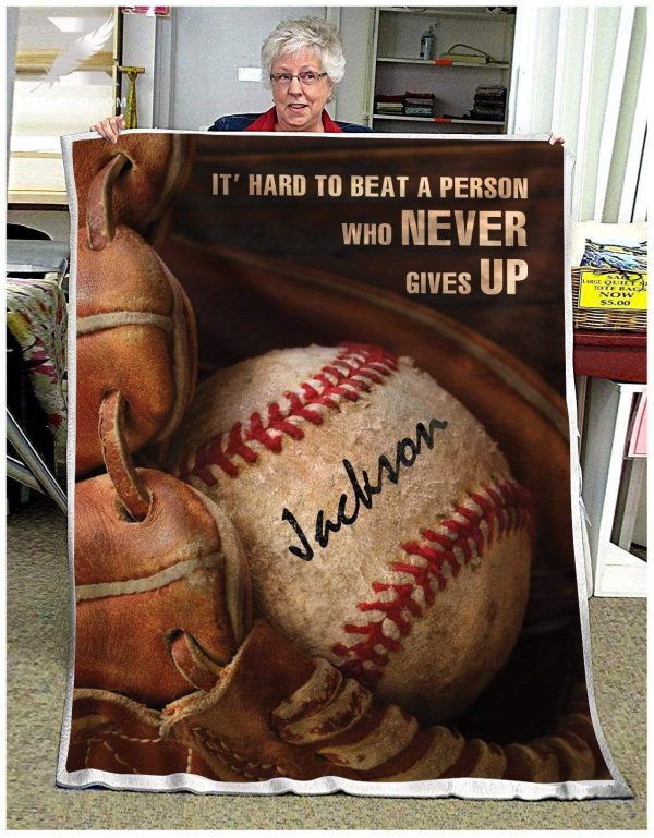 Customized Name Blanket Gift For Baseball Lovers Never Give Up - Image 2