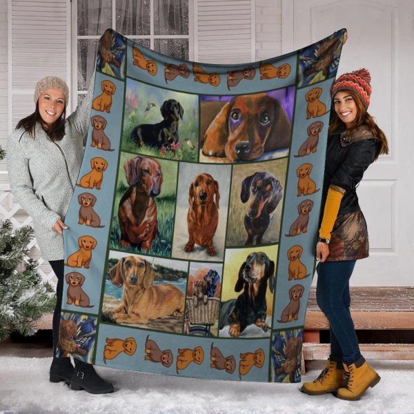 3d Dachshund Doxie Wiener Gift For Dog Lovers Fleece Blanket - Image 2