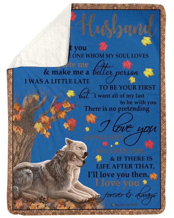 Wolf To My Husband Gift Fleece Blanket - Image 2