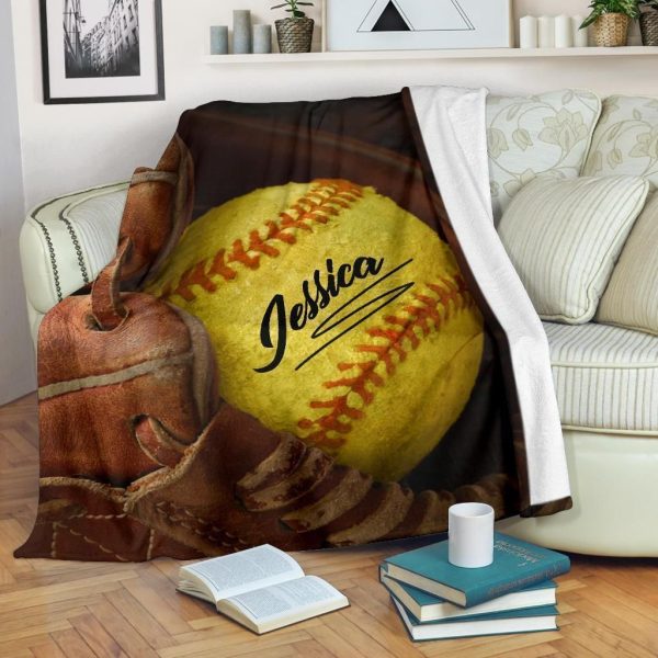 Custom Softball Old Glove Blanket - Image 2