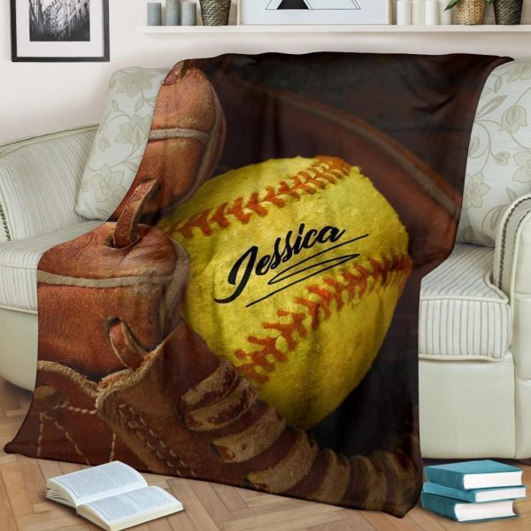 Custom Softball Old Glove Blanket - Image 3