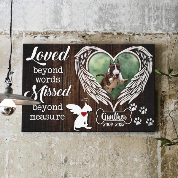 Personalized Canvas Prints Name And Date, Custom Dog Breeds Silhouettes - Loved Beyond Words Missed Beyond Measure, Forever In My Heart Dem Canvas - Image 2