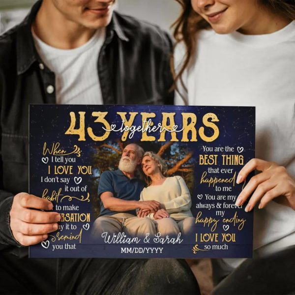 Personalized Photo Canvas Prints, Gifts For Couples, 43rd Anniversary Gift For Husband And Wife, 43 Years When I Tell You I Love You Dem Canvas - Image 2