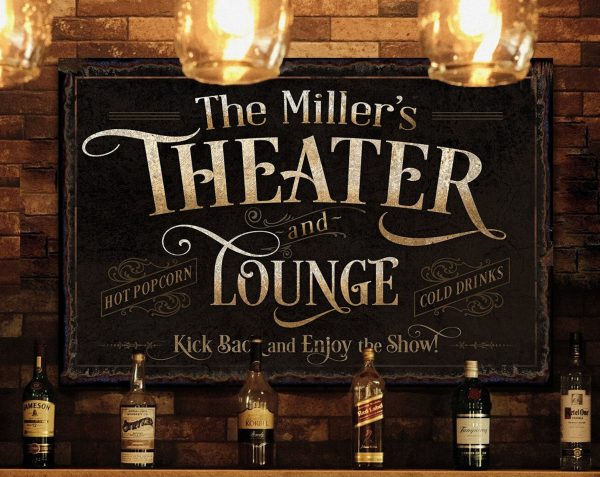 here Canvas Personalized Home Theater Decor | Theater and Lounge Sign | Large Theater Room Decor | Movie Room Sign | Modern Farmhouse | Large Metal Sign - Image 2