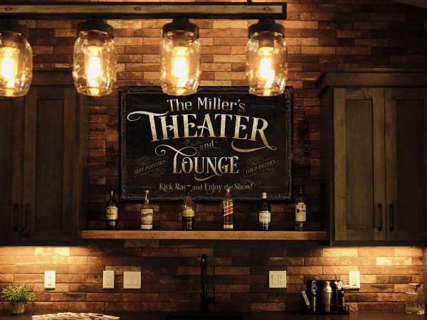 here Canvas Personalized Home Theater Decor | Theater and Lounge Sign | Large Theater Room Decor | Movie Room Sign | Modern Farmhouse | Large Metal Sign