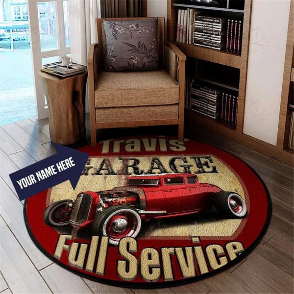 Personalize Vintage Custom Car Living Room Round Mat Circle Rug Living Room - Image 2