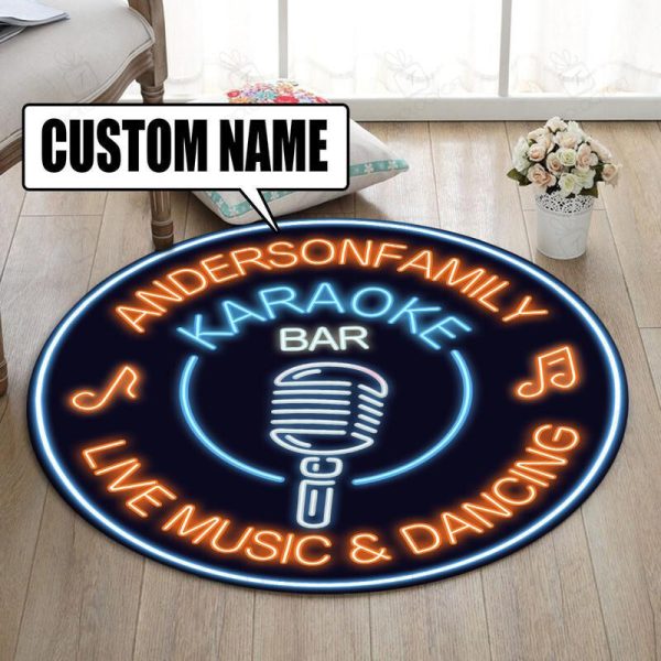 Personalized Karaoke Bar Living Room Round Mat Circle Rug - Image 3