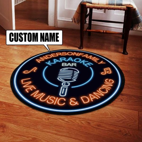 Personalized Karaoke Bar Living Room Round Mat Circle Rug