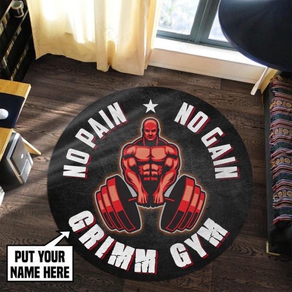 Personalized No Pain No Gain Living Room Round Mat Circle Rug