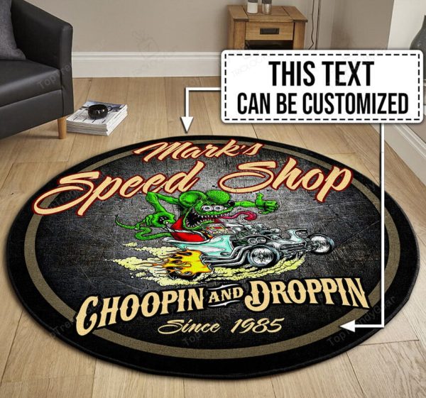 Personalized Hot Rod Round Mat - Image 3