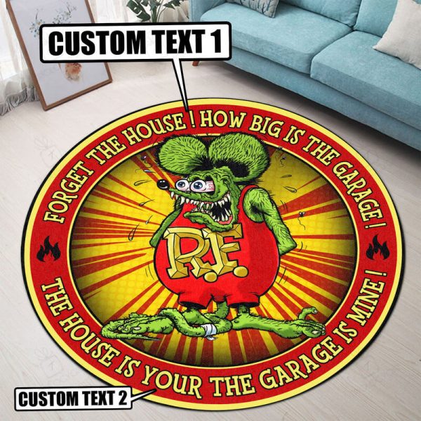 Personalized Hot Rod Round Mat