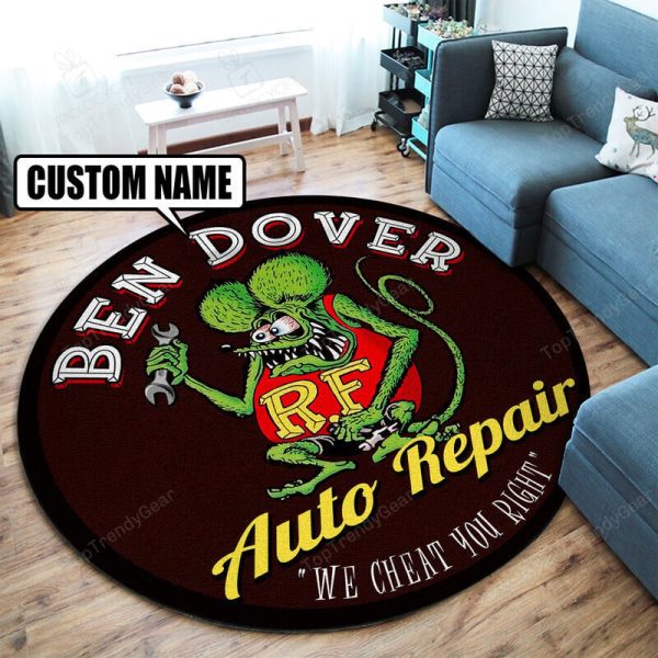 Personalized Chop Shop Hot Rod Round Mat Round Floor Mat Room Rugs Carpet Outdoor Rug Washable Rugs - Image 2