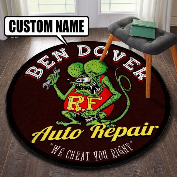 Personalized Chop Shop Hot Rod Round Mat Round Floor Mat Room Rugs Carpet Outdoor Rug Washable Rugs