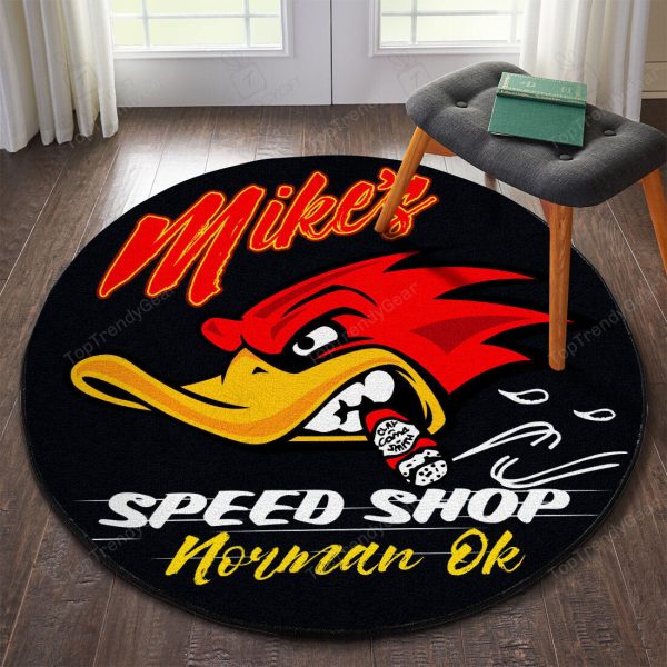 Personalized Hot Rod Garage Speed Shop Round Mat Round Floor Mat Room Rugs Carpet Outdoor Rug Washable Rugs - Image 2