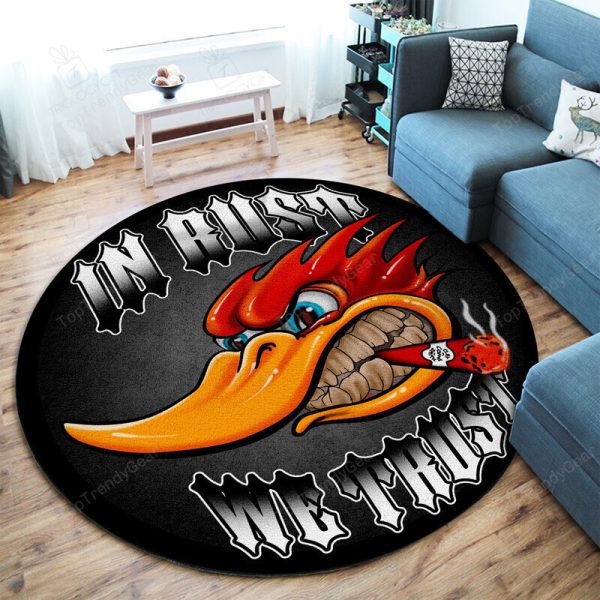 In Rust We Trust Hot Rod Round Mat Round Floor Mat Room Rugs Carpet Outdoor Rug Washable Rugs - Image 2