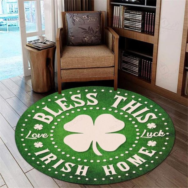 Bless This Irish Home Round Mat Round Floor Mat Room Rugs Carpet Outdoor Rug Washable Rugs - Image 2