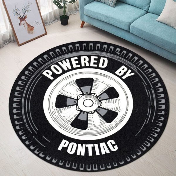 Power By Pontiac Wheel Vintage Hot Rat Rod Drag Racing Round Mat Round Floor Mat Room Rugs Carpet Outdoor Rug Washable Rugs