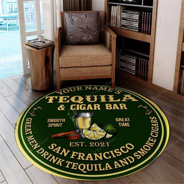 Personalized Tequila Cigar Bar Round Mat Round Floor Mat Room Rugs Carpet Outdoor Rug Washable Rugs - Image 2