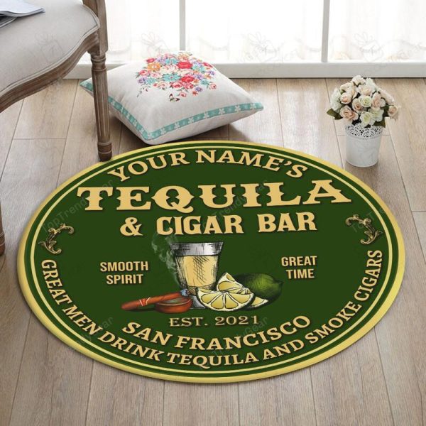 Personalized Tequila Cigar Bar Round Mat Round Floor Mat Room Rugs Carpet Outdoor Rug Washable Rugs - Image 3