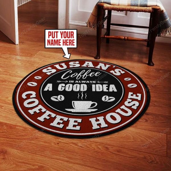 Personalized Coffee House Round Mat Round Floor Mat Room Rugs Carpet Outdoor Rug Washable Rugs - Image 2