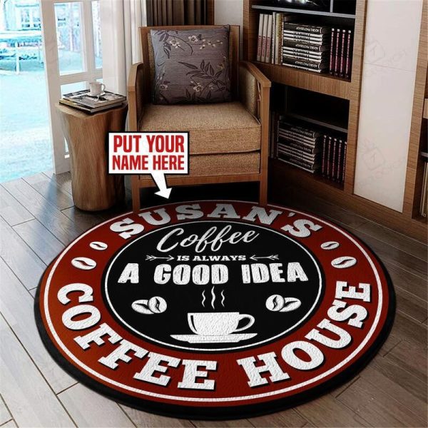 Personalized Coffee House Round Mat Round Floor Mat Room Rugs Carpet Outdoor Rug Washable Rugs