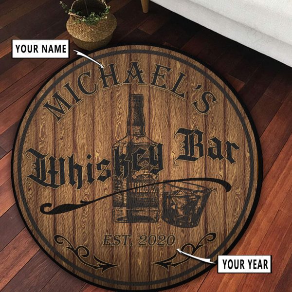 Personalized Whiskey Bar Round Rug, Carpet 10304 - Image 2