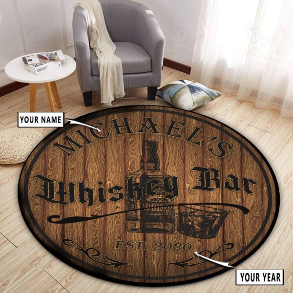 Personalized Whiskey Bar Round Rug, Carpet 10304 - Image 3