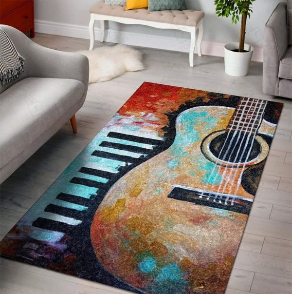 Guitar Rectangle Rug Decor Area Rugs For Living Room Bedroom Kitchen Rugs Home Carpet Flooring Rs014910 Print