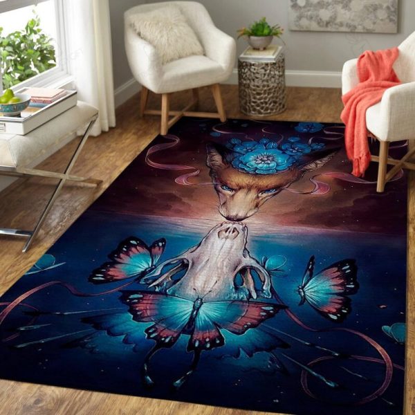 Parallel Life Butterfly And Flower Rectangle Area Rugs Carpet For Living Room, Bedroom, Kitchen Rugs, Non-Slip Carpet Rp123812 Print